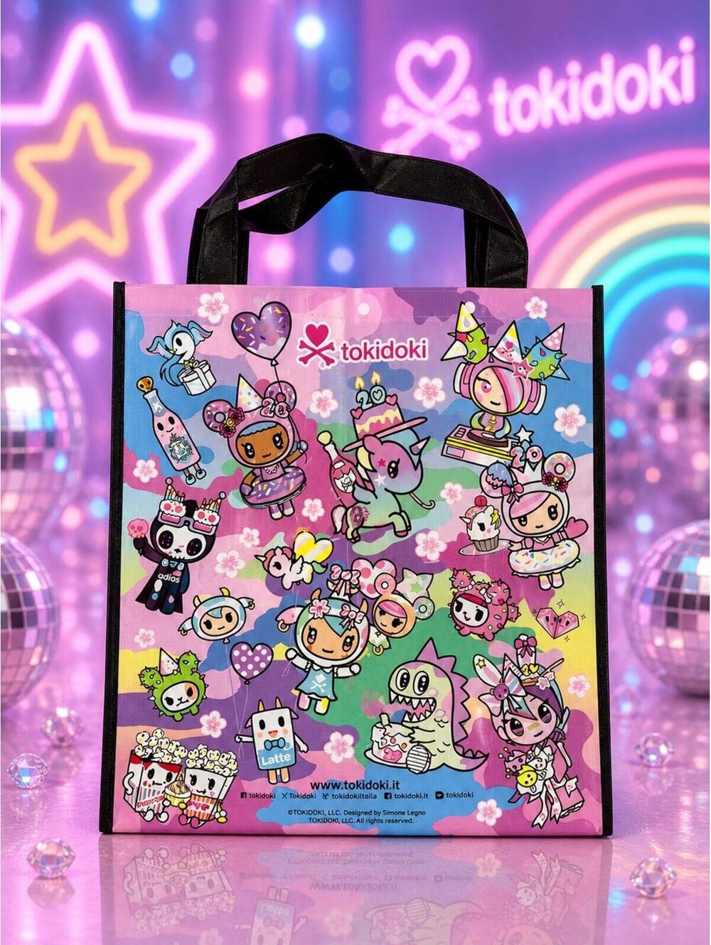 Tokidoki Reusable Tote Bag – Colorful Kawaii Character Print Shopper